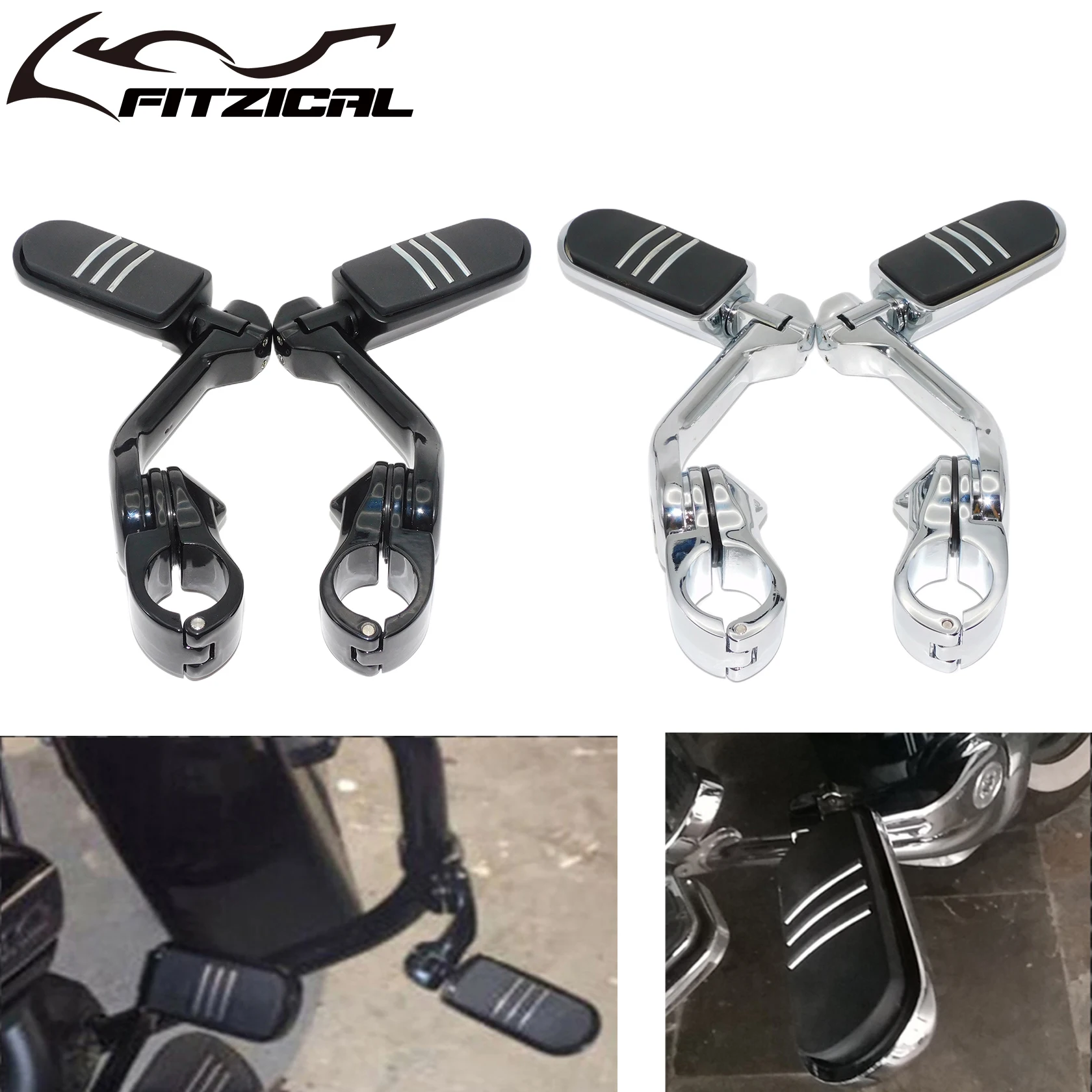 

Motorcycle 1-1/4" 32mm FootRests Footpeg Long Angled Adjustable Highway Engine Guard For Harley Touring Electra Glide Road Glide