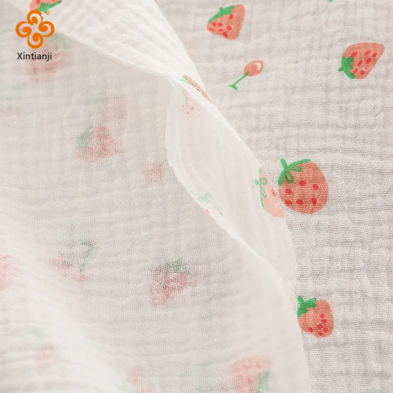 50X135 см мягкий двойной креп 40 s хлопок марля с клубничным принтом весна-лето ночная