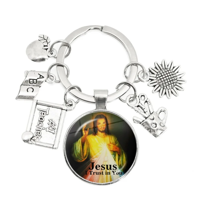 

Teacher's Day Jewelry Gift Keychain 25 MM Glass Dome Thank you for DIY Jewelry Making Keychain