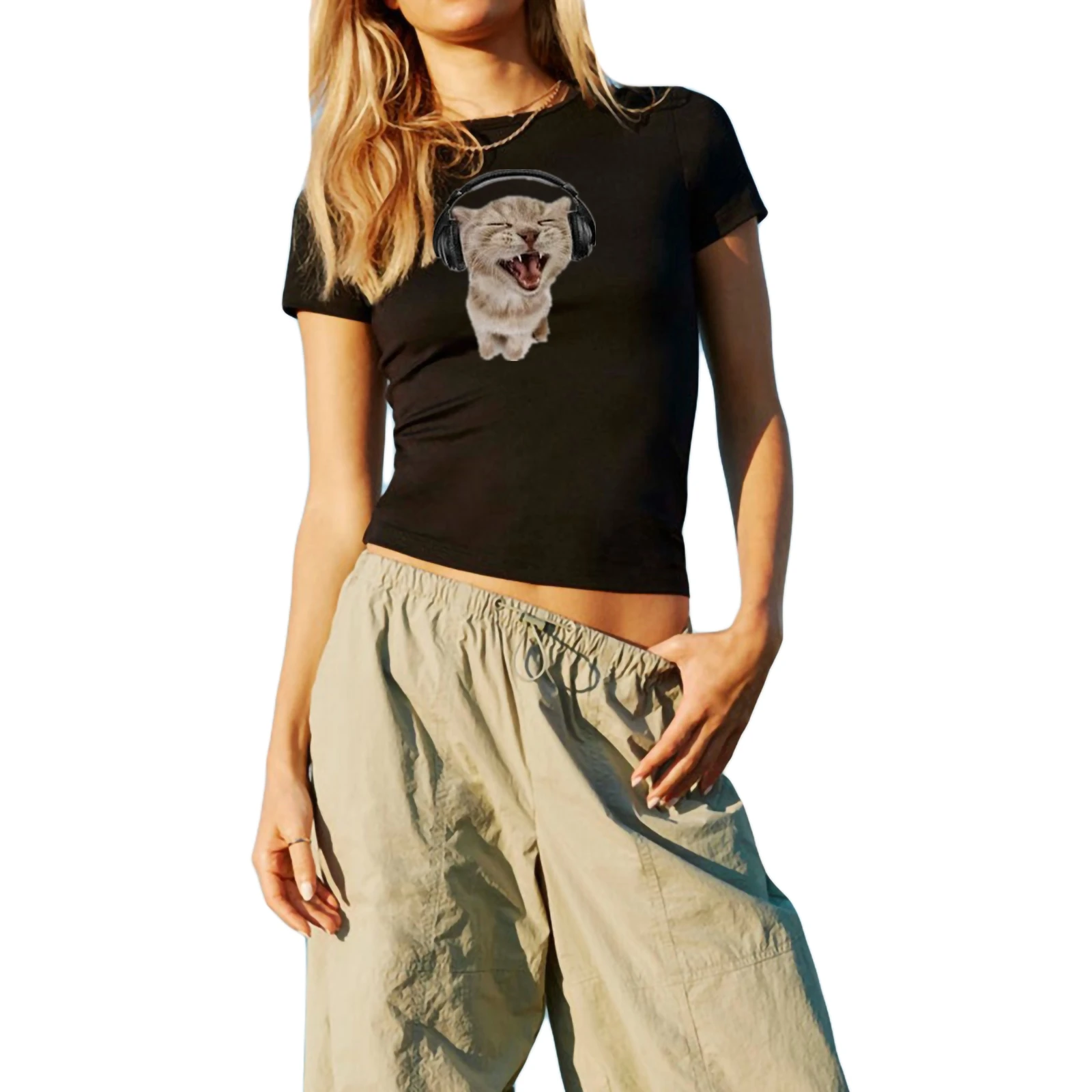 Летняя винтажная Женская Повседневная футболка для малышей уличная одежда