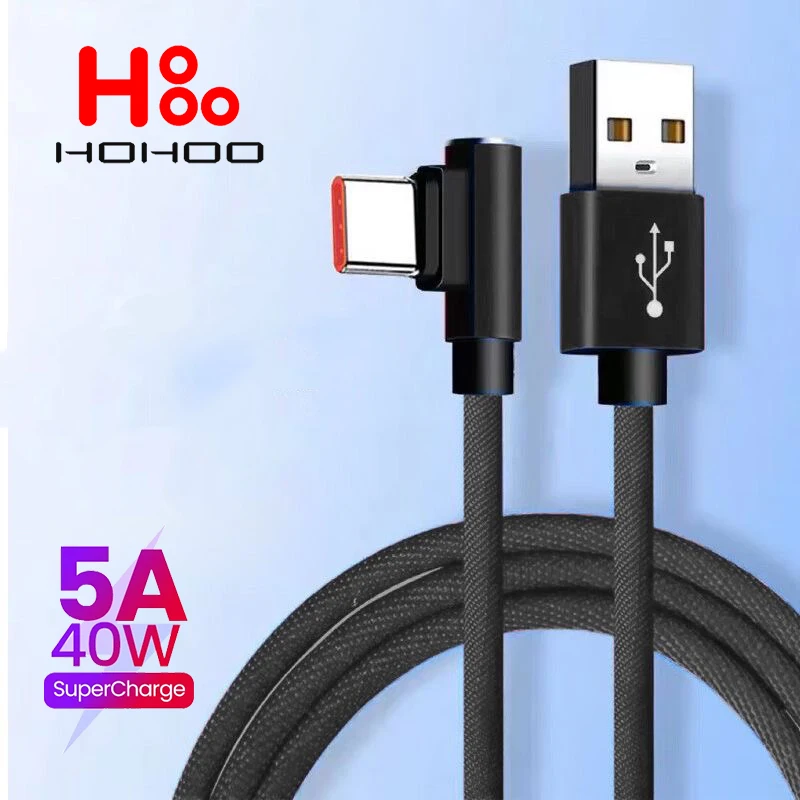 5A USB C 90 градусов для OPPO vivo S9 40W Honor Fast Line Xiaomi 14 13 12 11 Профессиональный Redmi k60 50 40 Huawei P70