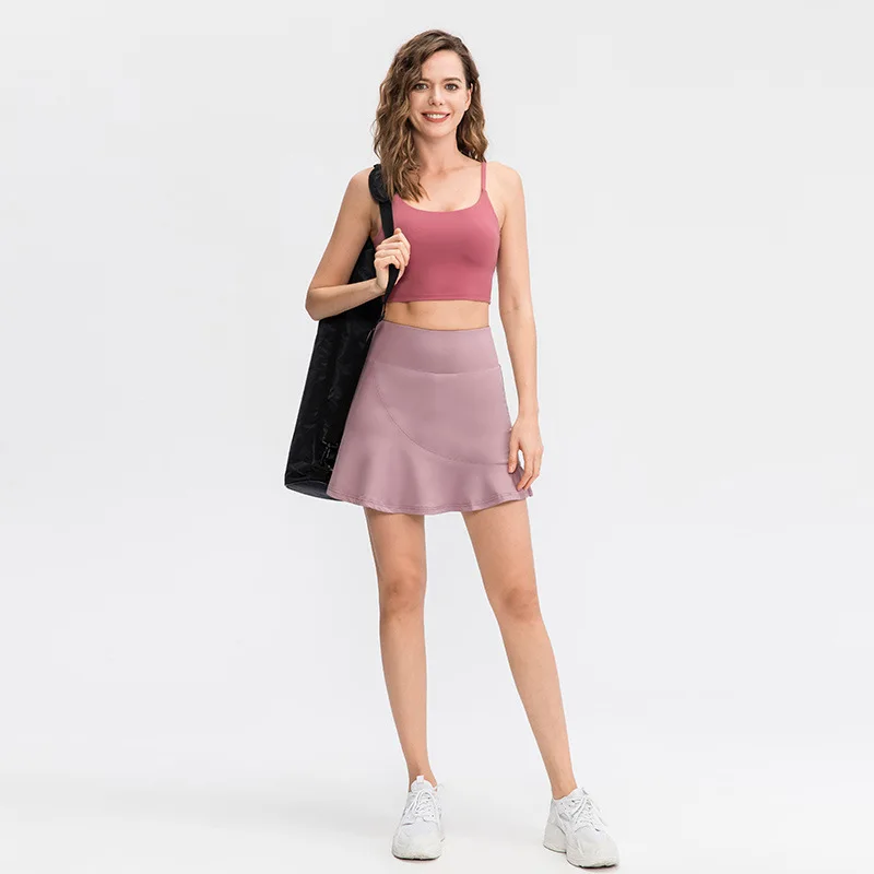 Women's Sports Short Skirt Loose Fake Two Piece Anti-Glare Quick Dry Running Fitness Skirt Tennis Skirt women shorts Running