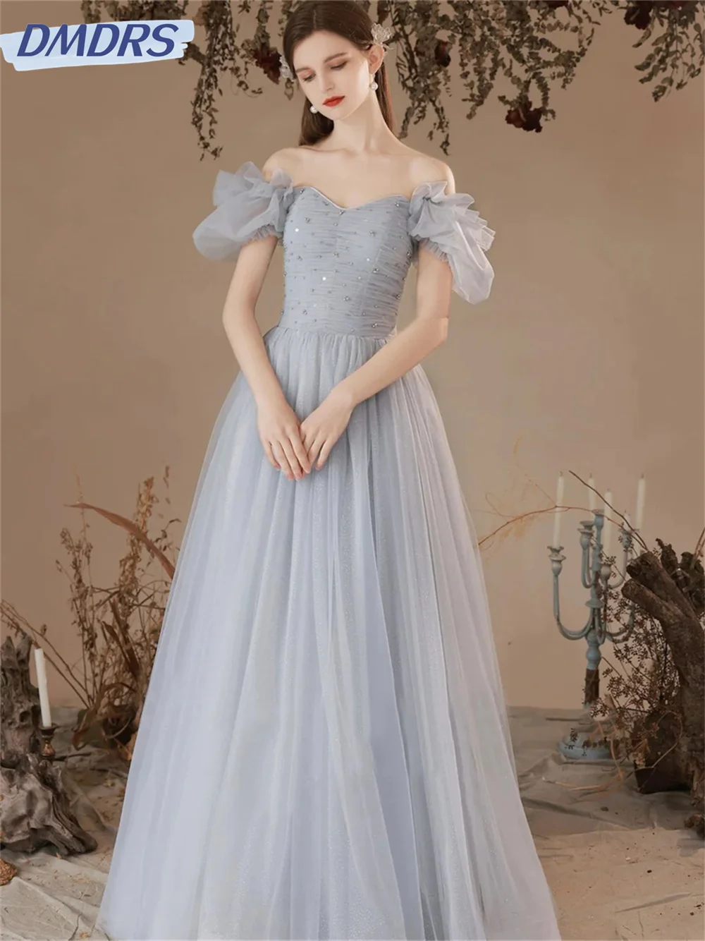 Женское платье с открытыми плечами It's yiiya белое ТРАПЕЦИЕВИДНОЕ ПЛАТЬЕ до пола