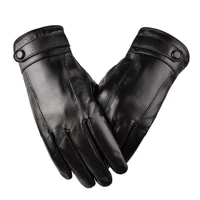 mens cowhide gloves plus velvet gloves matte leather plus size motorcycle driving gloves