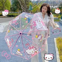 kawaii hello kitty transparent umbrella cute anime cartoon sanrio folding portable parasol fashion rain accessories gift