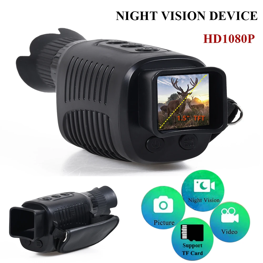 1080P Night Vision Monocular Telescope Infrared 5x Digital Zoom Hunting Camera Handheld Telescope Outdoor Day Night Dual Use