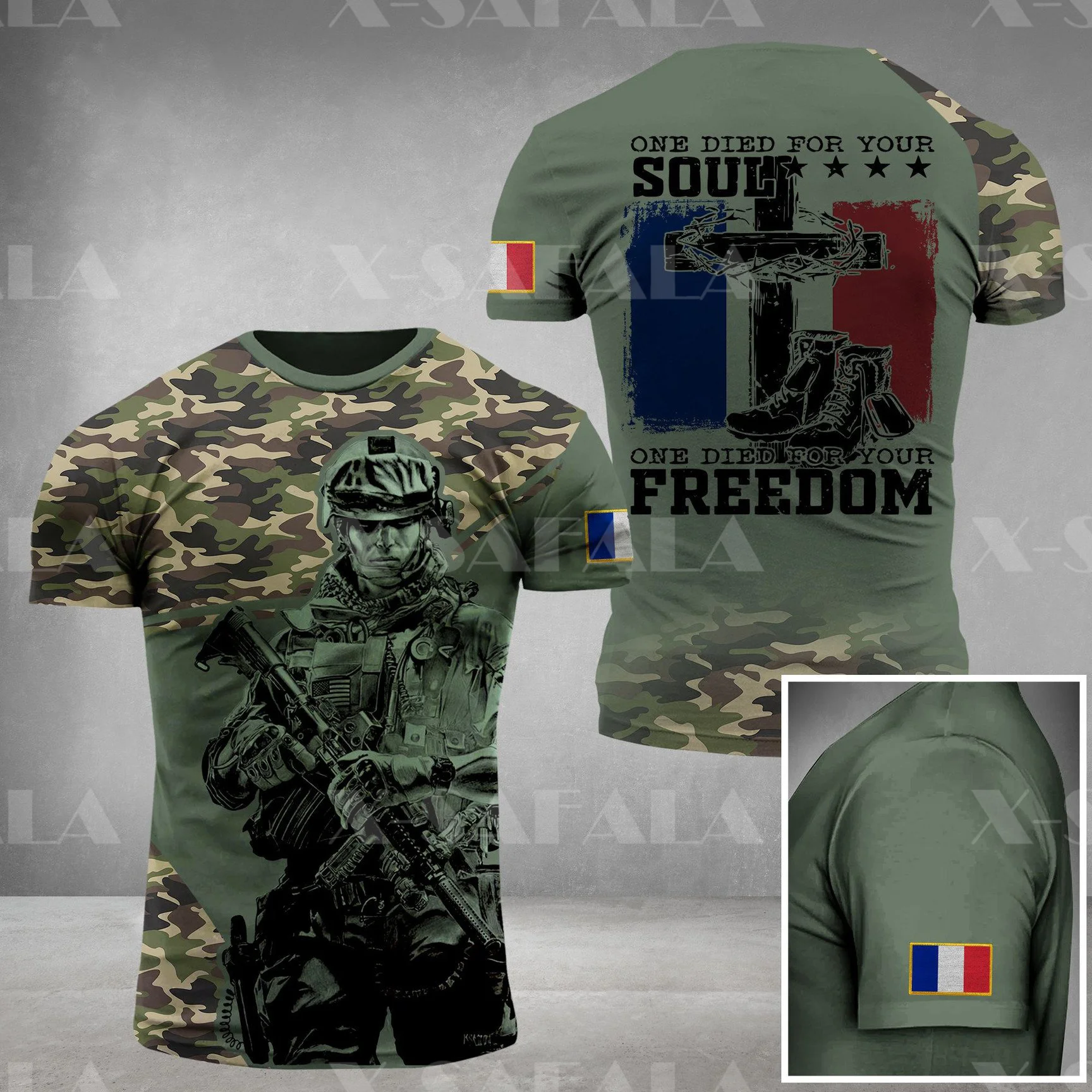

Футболка Мужская/женская с 3D-принтом флага страны-солдата