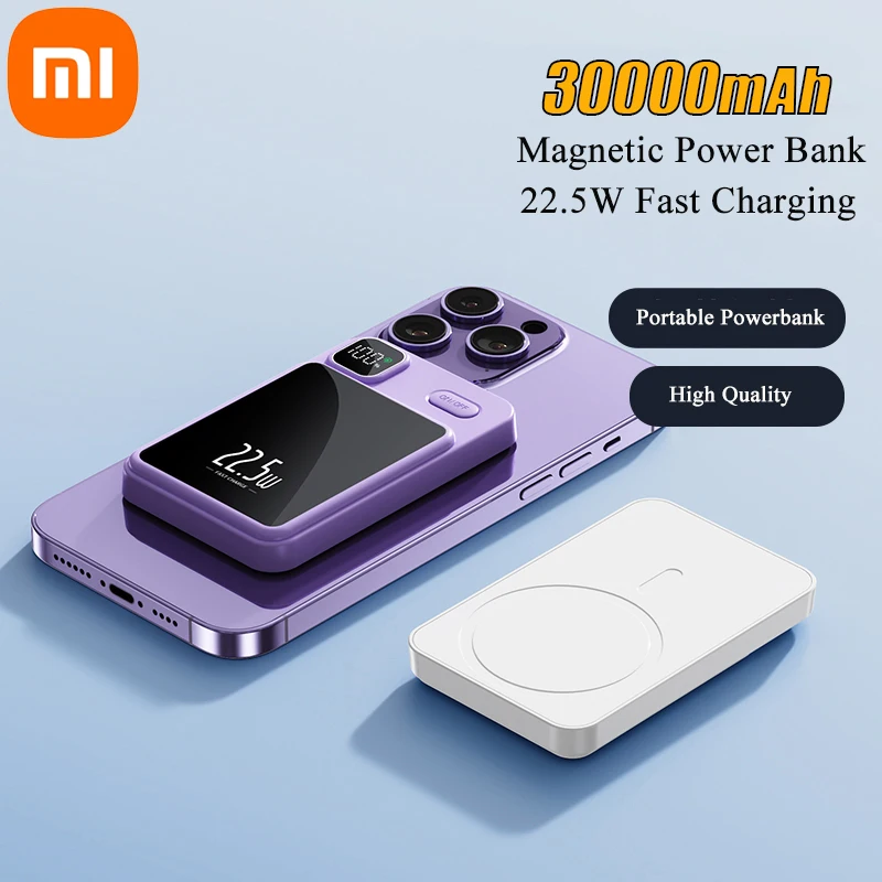 

Xiaomi 30000mAh Magsafe Magnetic Power Bank Qi Wireless Fast Charging PD 20W Portable Power Bank Three Interfaces for iPhone