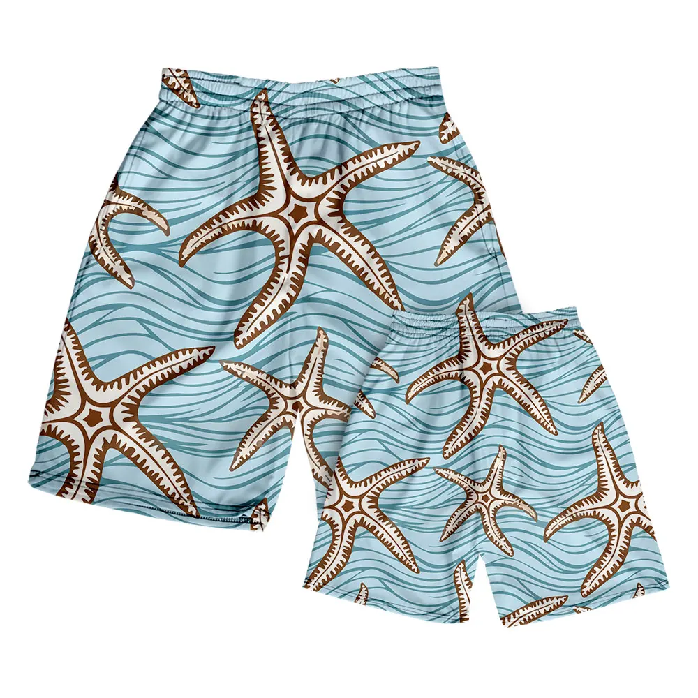 Lianshuo 2022 Summer Thin Starfish Breathable Hip-hop Beach Casual Shorts Printed Elastic Waist Male