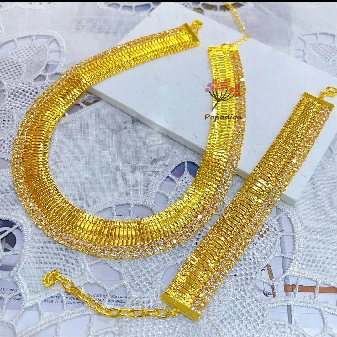 2024 Popodion Дубай новое ожерелье браслет из сплава для женщин Свадебная вечеринка