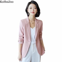 kohuijoo plus size office blazers for women korean one buttonfashion casual work blazer formal slim lady suit jacket short s 4xl