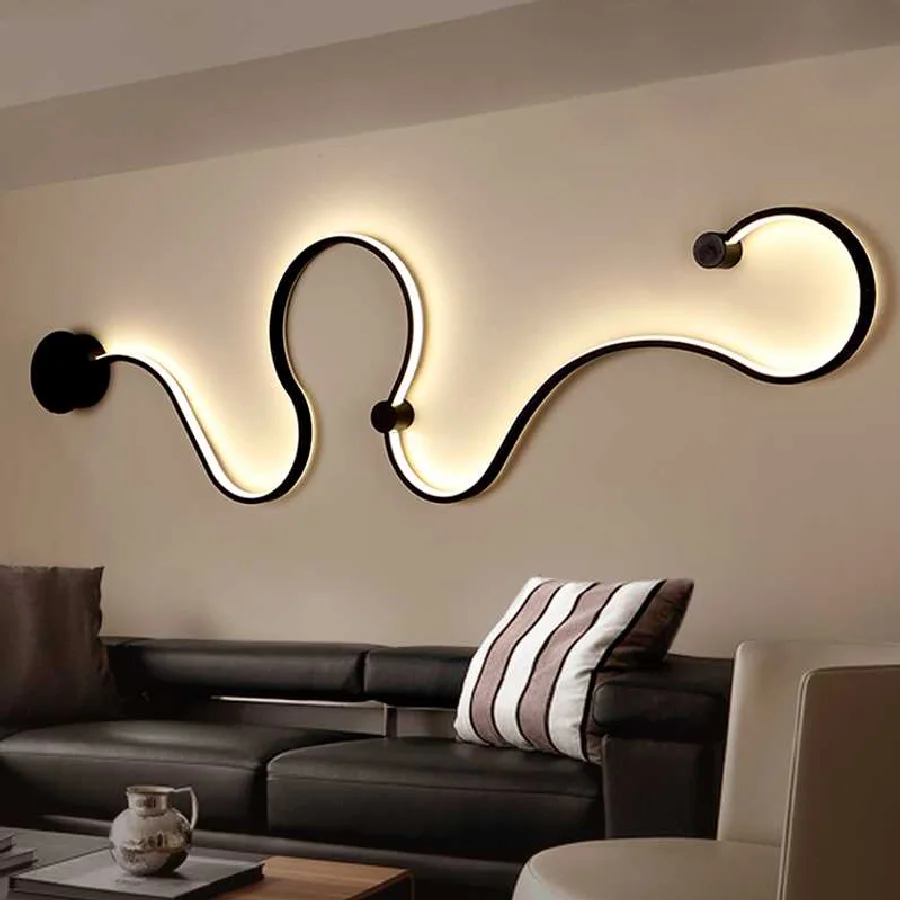 

Modern LED Wall Lamp Curve Line Creative Acrylic Decorative Lighting Lustres Wall Light For Living Room Bedroom