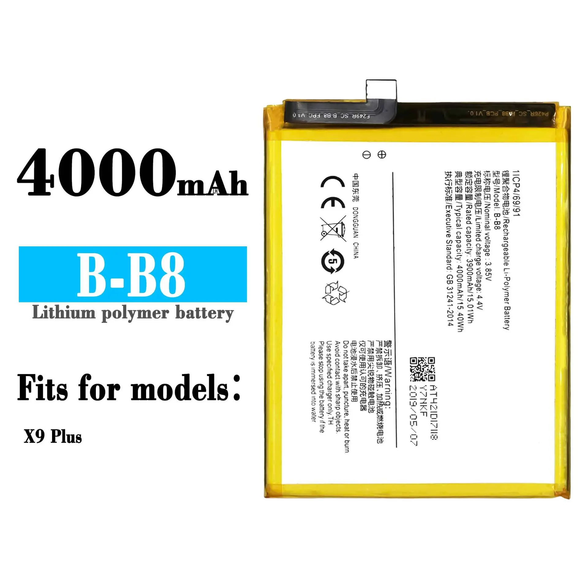 

100% Orginal High Quality New Replacement Battery For VIVO X9 Plus Large Capacity B-b8 4000mAh Mobile Phone Built-in Batteries
