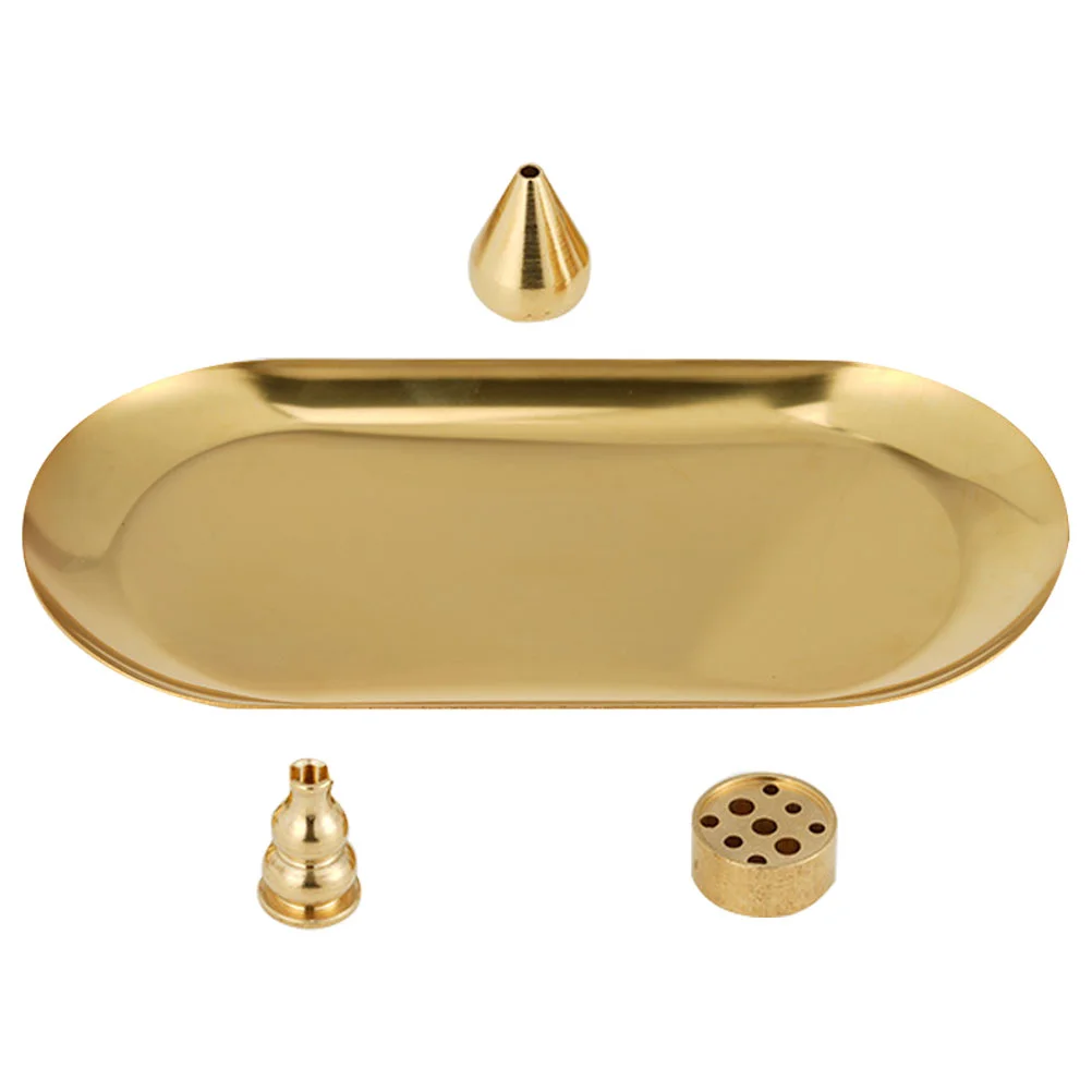 

Retro Burner Stick Tray Ornaments Brass Censer Holder Sticks Metal Desktop Mini