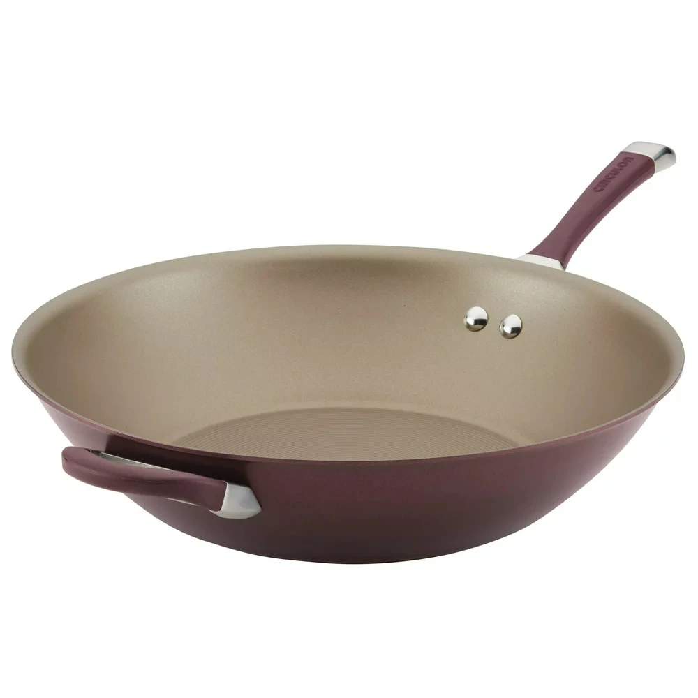 

Hard-Anodized Nonstick Induction Stir Fry Pan with Helper Handle, 14 inch, Merlot