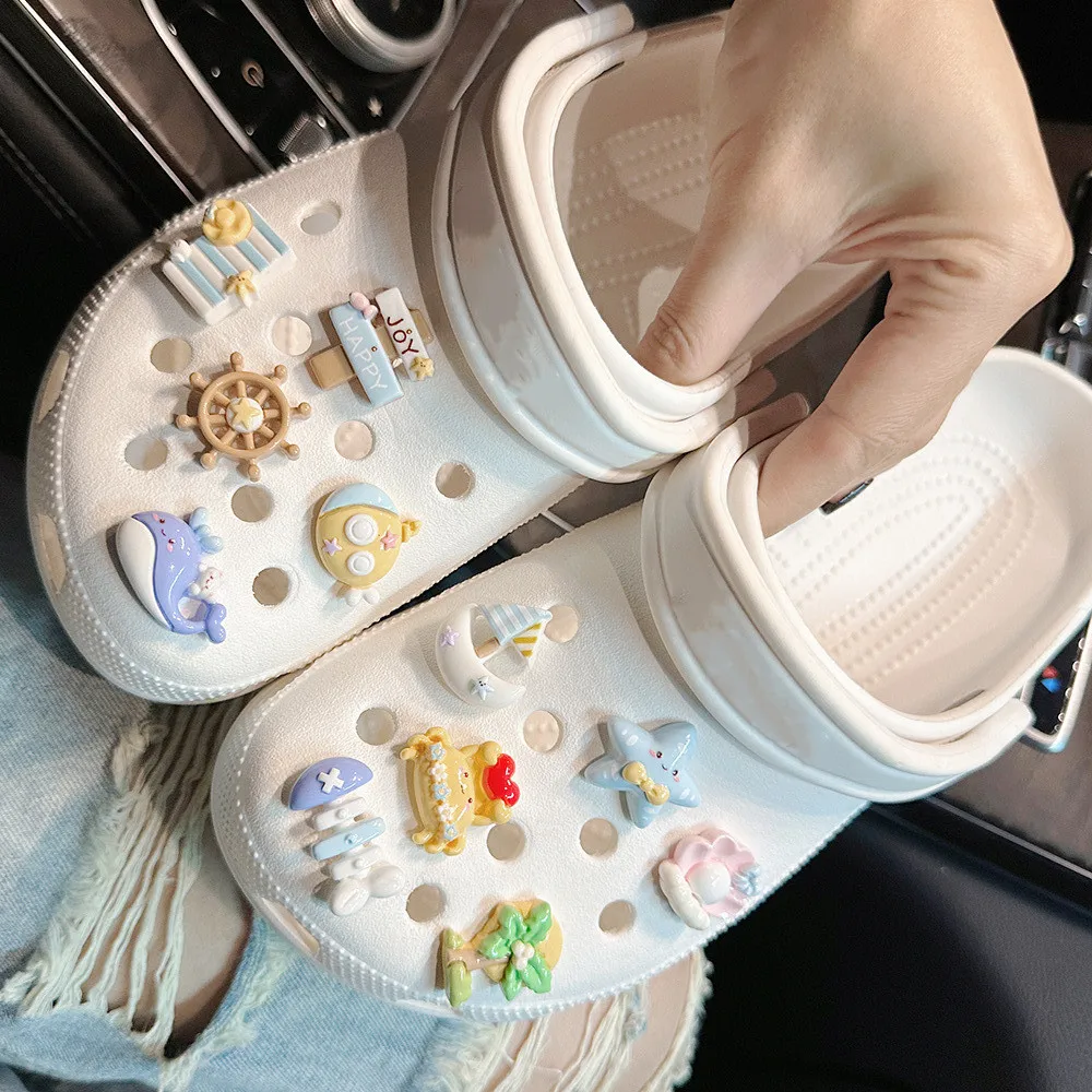 Милый мультяшный океанский стиль обувь с отверстиями подвески украшения летние