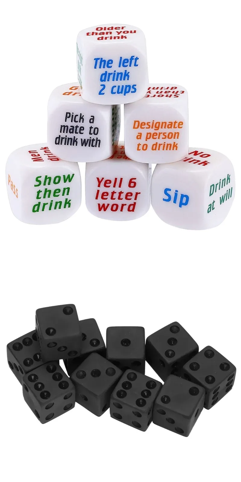 

20Pcs 6 Sided Dices DIY Educational Dices Black Cube Engraving Acrylic Dices or 6Pcs Fun Party Games Gambling Adult Toy Dices