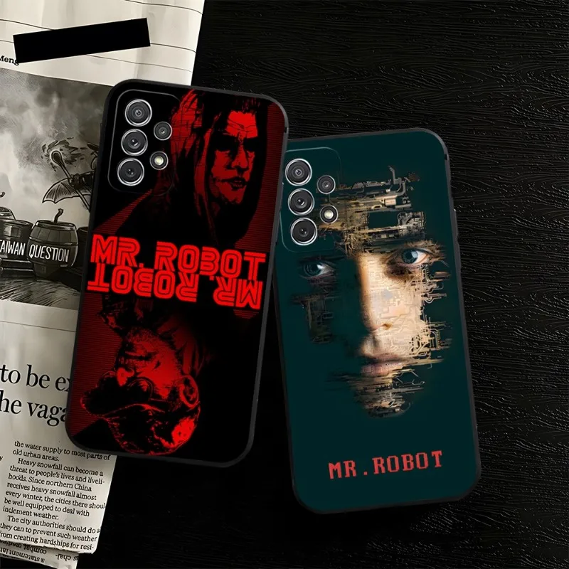 Черный чехол Mr Robot для телефона Samsung S22 S23 S30 S21 S20 S9 S10 S8 S7 S6 Pro Plus Edge Ultra Fe силиконовый