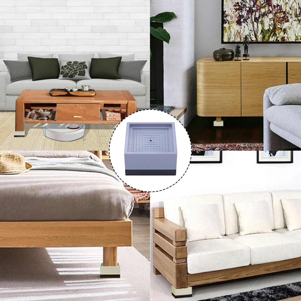 4pcs/pack Leg Washing Machine Anti Vibration Square TPU Sofa Bed Furniture Riser Pad Shockproof Increase Height Non Slip | Мебель