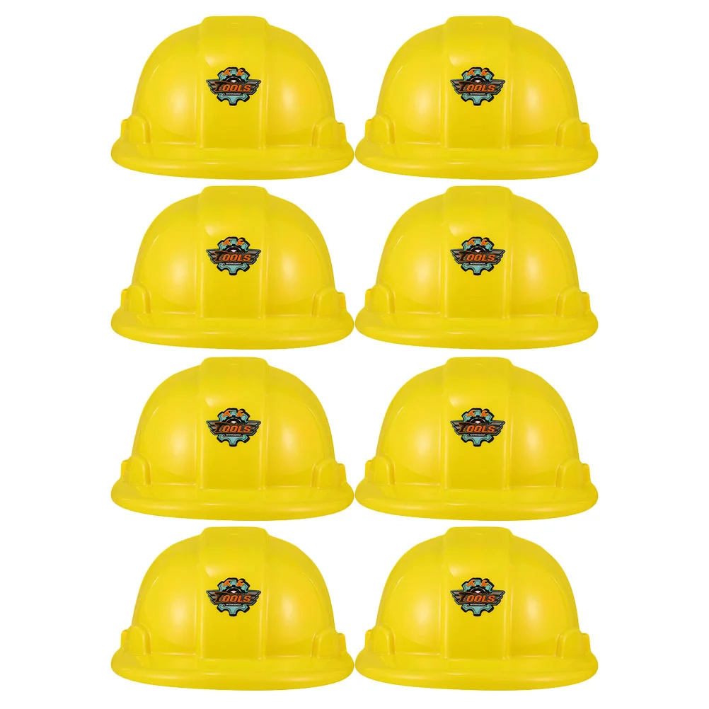 8Pcs Kids Hard Hat Construction Costume Hat Child Party Hat Plastic Childrens Hard Hat Building Dress Up Hat