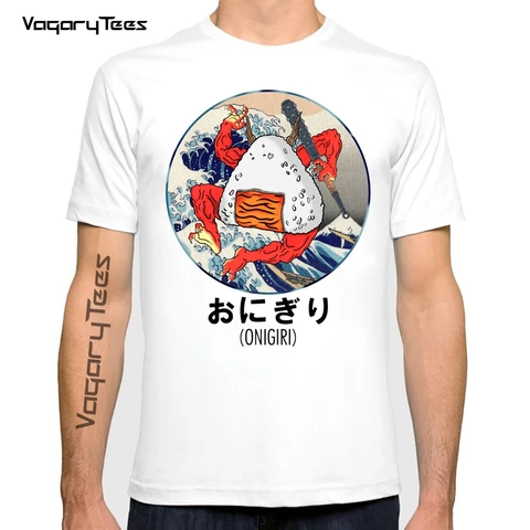 The Great Retro Wave Food Onigiri белая футболка мужская летняя новая белая повседневная мужская с коротким рукавом в японском стиле