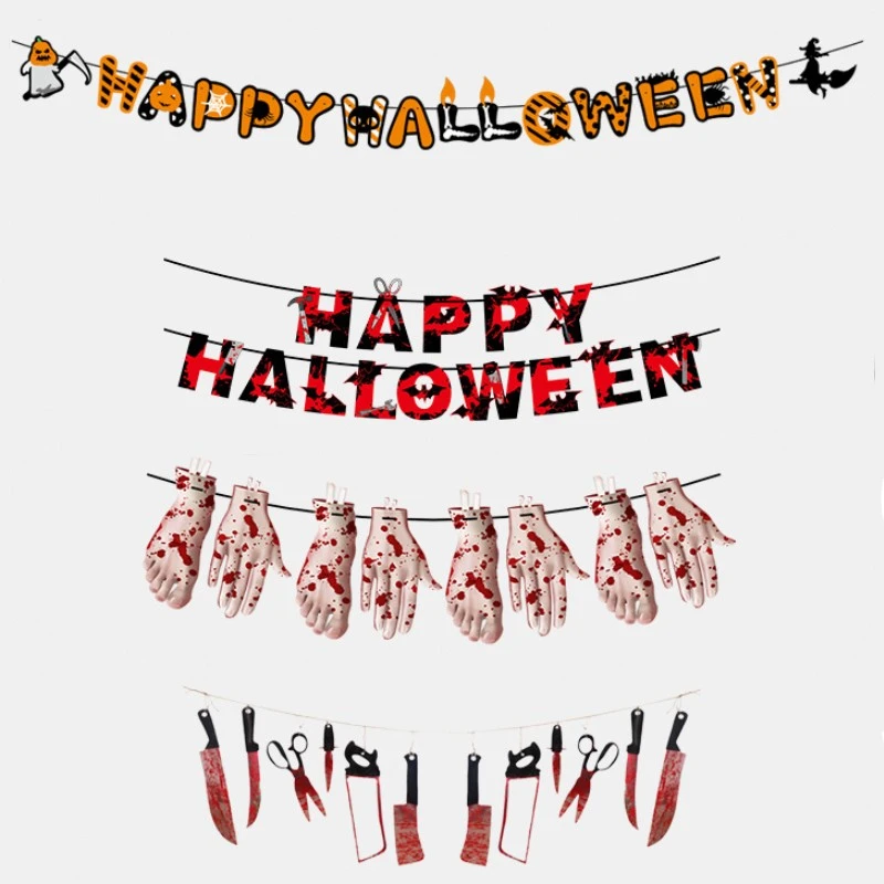 

Украшение на Хэллоуин 3 м, бумажный баннер в виде ведьмы, тыквы, декоративный флаг в различных стилях для фестиваля, украшение для дома на Хэллоуин