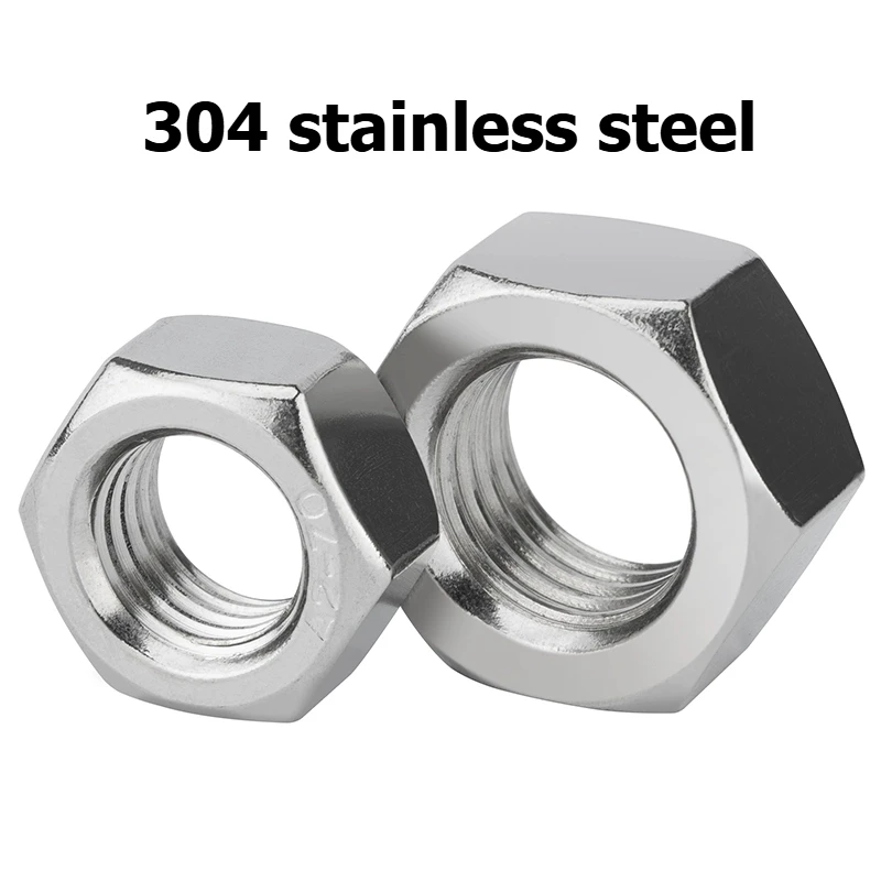 Углеродистая сталь, черный/белый/304, гайки из нержавеющей стали, шестигранные гайки, метрические крепежные детали для мебели «сделай сам»