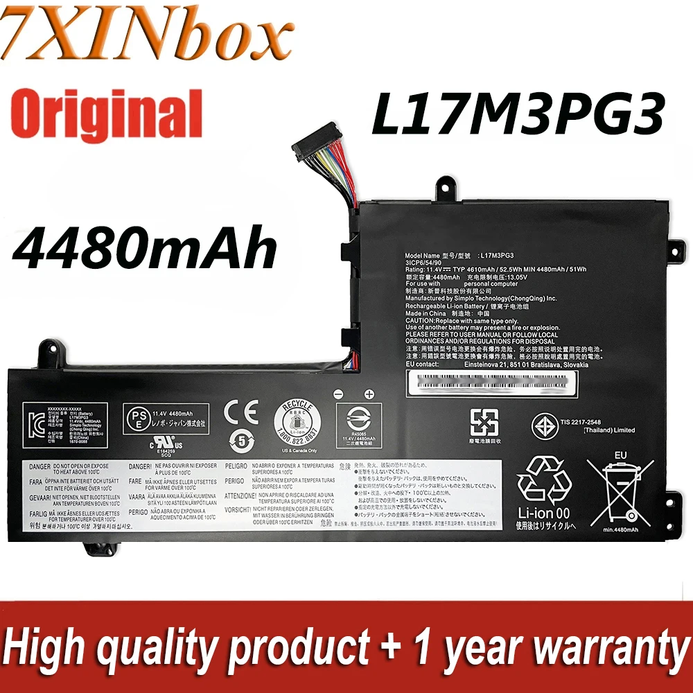 Оригинальный аккумулятор XINbox L17M3PG3 L17M3PG1 51Wh 4480 мАч для ноутбука Lenovo Legion Y530 Y540 Y7000 Y7000P