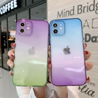double color gradient clear rainbow colorful case for iphone 12 11 13 pro max mini x xr xs max 7 8 plus soft tpu back cover