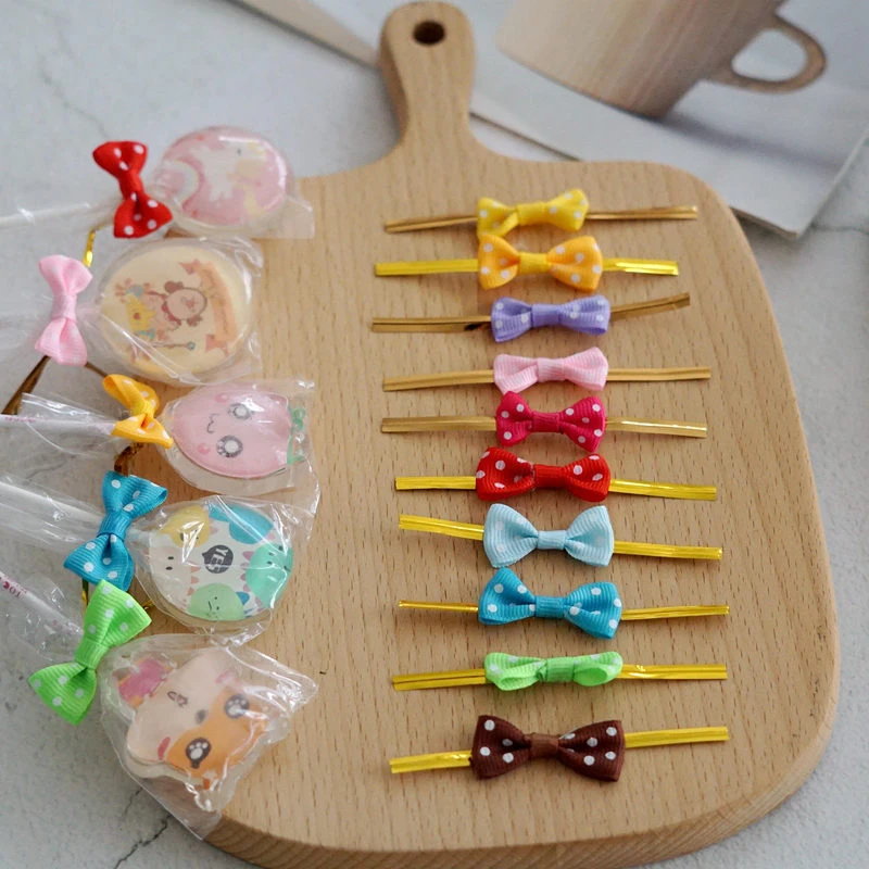 

100PC Cute Bow Bag Binding Multi-functional Bread Candy Cookie Bag Tie Silk Birthday Party Packaging Butterfly Decorative Bag
