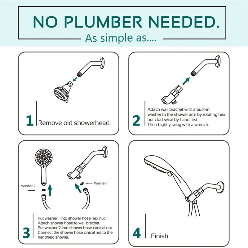 BEAU-59-дюймовый душевой шланг из нержавеющей стали с регулируемым держателем