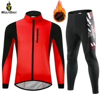 wosawe winter warm men cycling clothing windproof reflective jacket padded pants thermal fleece mtb bike bicycle jersey jumpuit