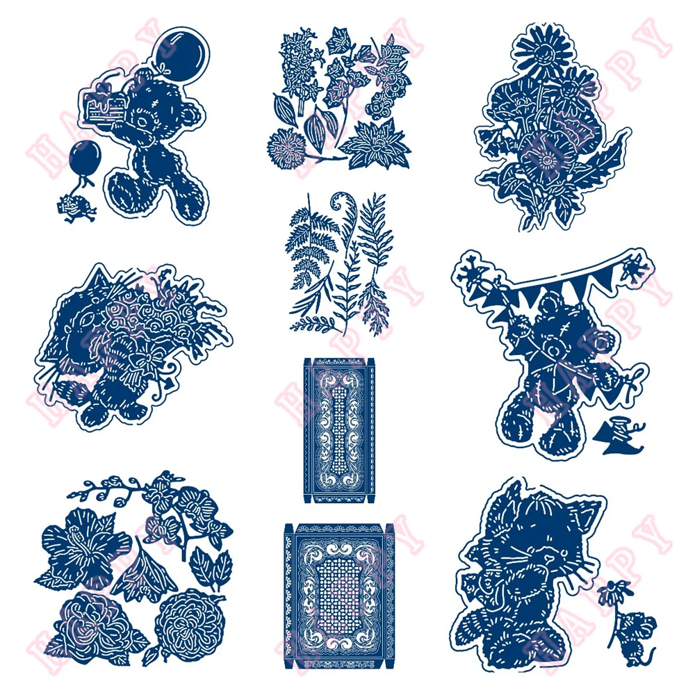 

Summer Botanical Ferns Party Time Floristry Metal Cutting Dies DIY Scrapbooking Envelope Decorative Embossing Handcraft Template