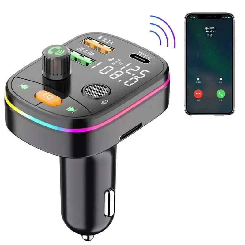 

Bluetooths FM Transmitter In-Car QC 3.0 Stronger Microphone HiFi Bass Sound Radio Music Adapter Charger Hands-Free Calling And 2