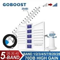 goboost 5 five band repeater 700 800 900 1700 1900 1800 2100 2600 b28 cellular amplifier signal booster with 20dbi antenna a kit