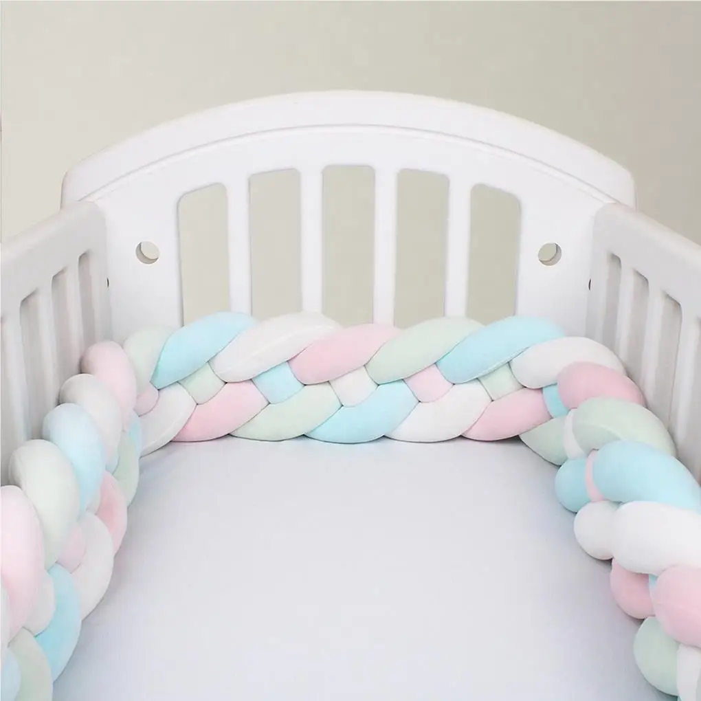 

Baby Bed Bumper Toddler Newborn Cotton Crib Arm Head Anti-collision Protector Room Braid Knot Cushion Boys Girls