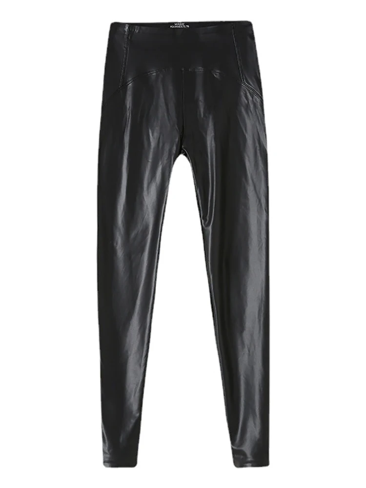 Women Spring Autumn Winter Fleece Matte PU Leather Pants Leggings Elastic Slim Skinny Leggings Windproof Warm Sexy Legging