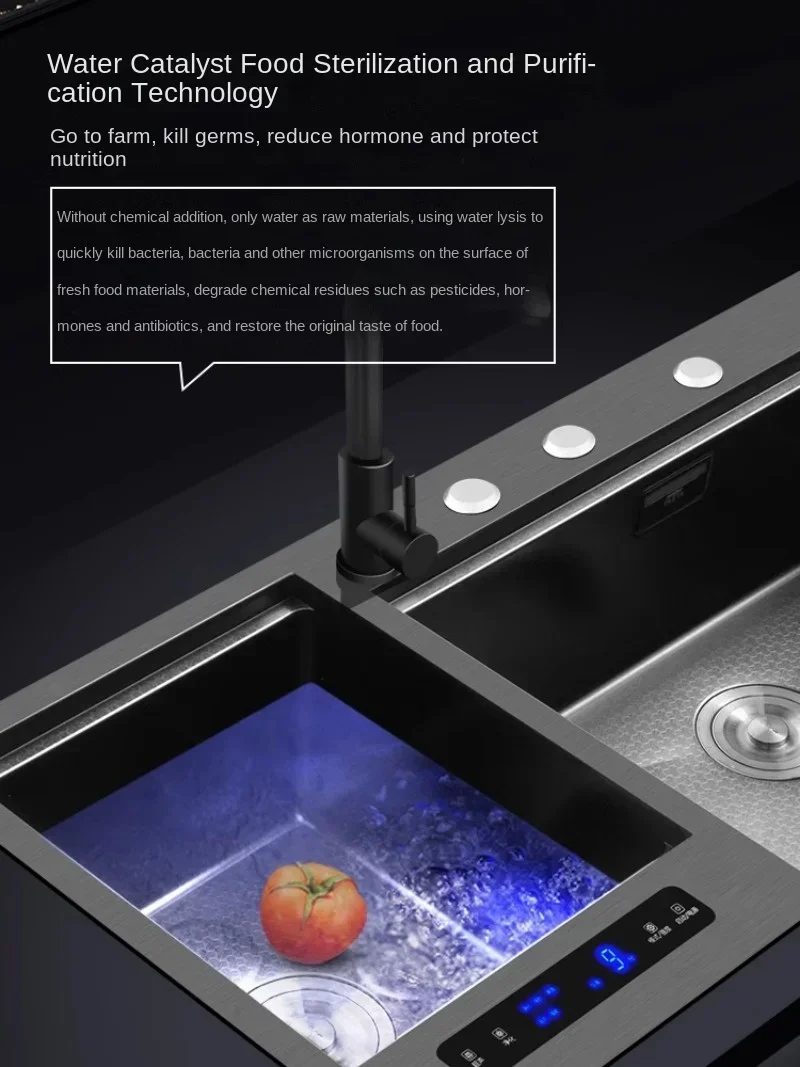Máquina De Lavar Inteligente Pia Prato Limpeza Automática Frutas E Legumes Cozinha Integrada