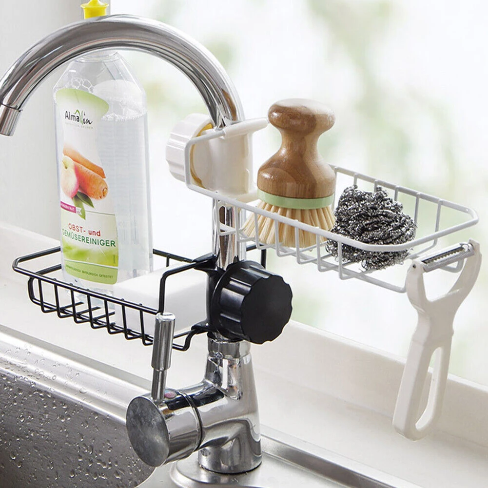 

Kitchen Stainless Steel Sink Drain Rack Sponge Storage Faucet Holder Soap Drainer Towel Rack Shelf Organizer Kitchen Accessories
