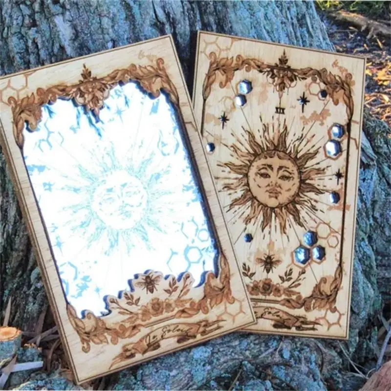 

Wooden Mysterious Home Ornament Classical Mysterious Tarot Sun Mirrors Decorative Mirror Sun Tarot Card Mirror Home Decoration