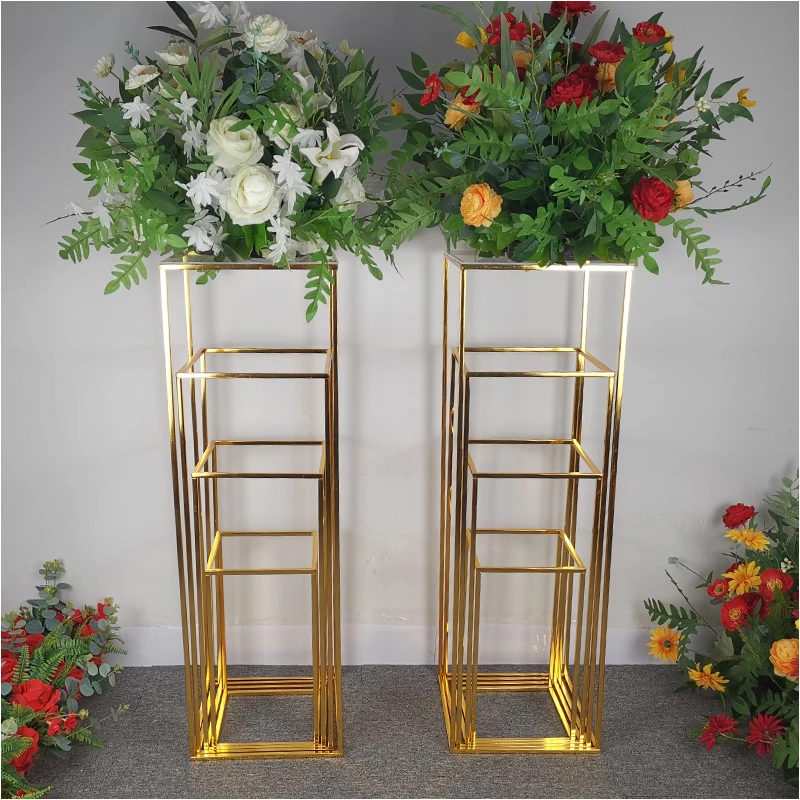 

6 pcs/set Wedding Square Road Lead Iron Flowers Vase Column Stand Decoration Wedding Arrangement Square Frame Backdrop