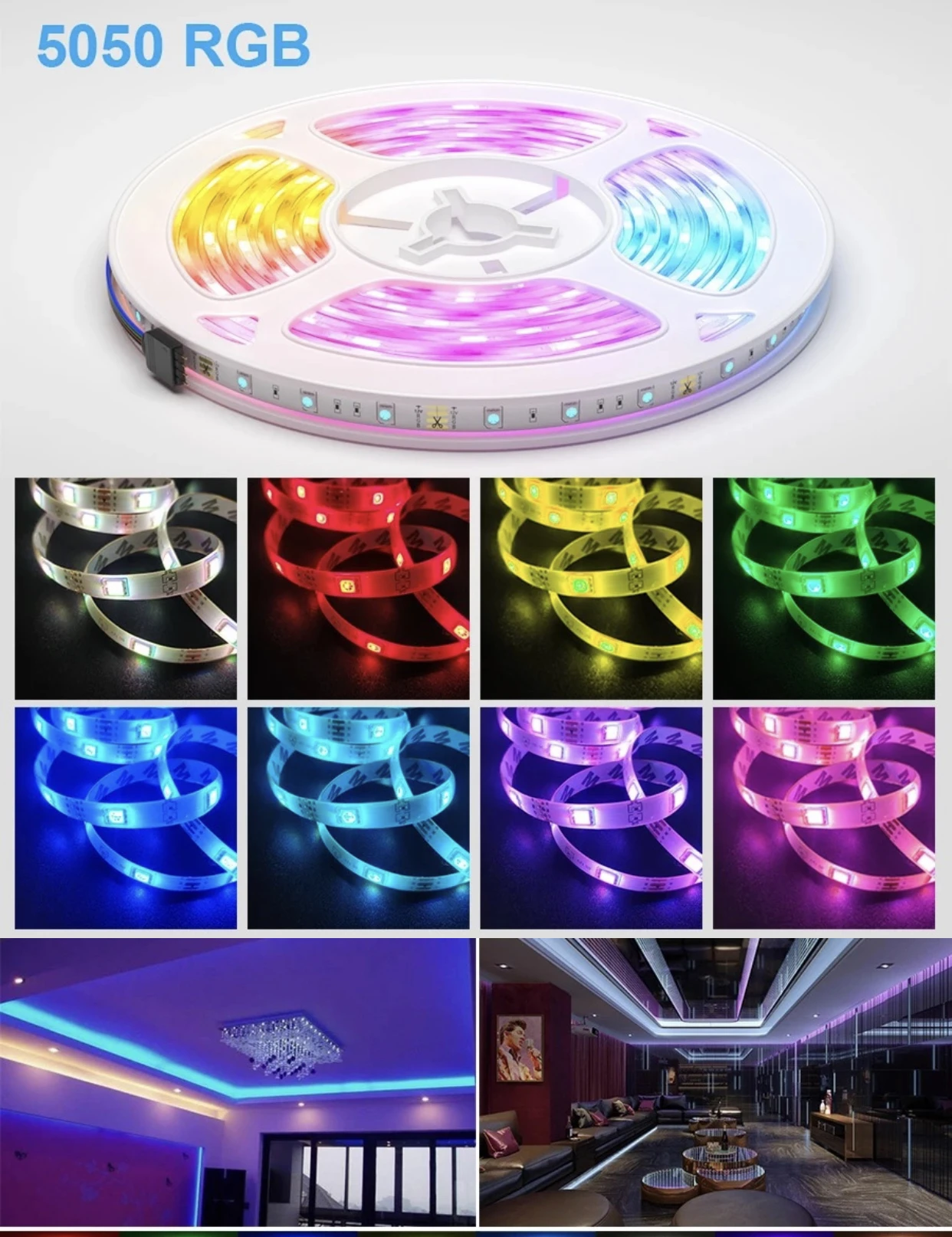

Music Sync Color Changing LED Strip Lights with Remote and App Control 5050 RGB LED Strip