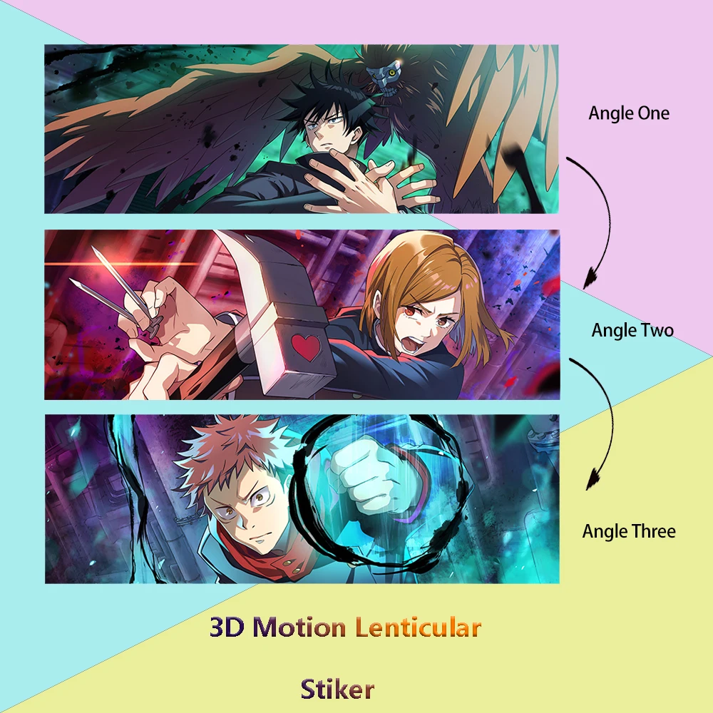 Nobara Megumi Yuji Jujutsu Kaisen 3D Motion Car Stickers Anime Waterproof Decals for Skateboards,Laptop, Refrigerator, Etc
