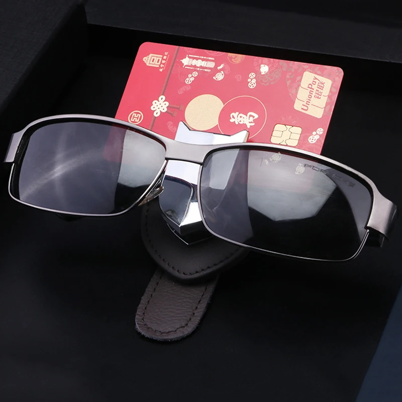 

New PU Leather Auto Sun Visor Eyeglasses Clip Card Ticket Holder Stand Fastener Pen Case Eyeglasses Car Interior Accessories