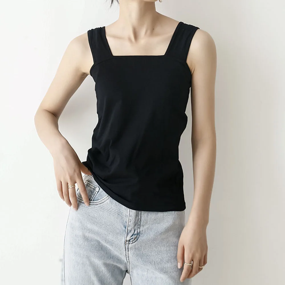 

Women Seamless Tank Tops Square Neck Casual Sleeveless Vest Basic Shirt Tee Tops Plus Size Solid 7 Colors