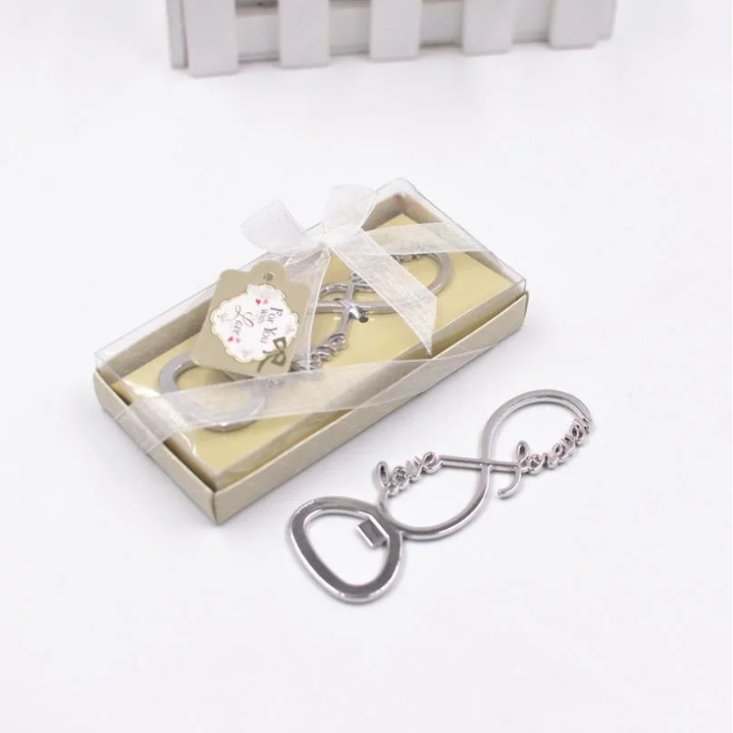 

60 PCS / LOT Newest forever love chrome beer bottle opener wedding favors and gifts for guests Party gifts supplier Bridal show