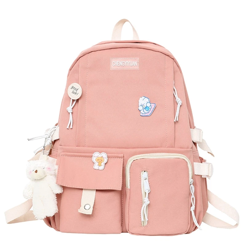 

Women Cute Backpack Nylon School Bag for Teen Girls Large Capacity Rucksack Cartoon Student Daypack Female Bookbag
