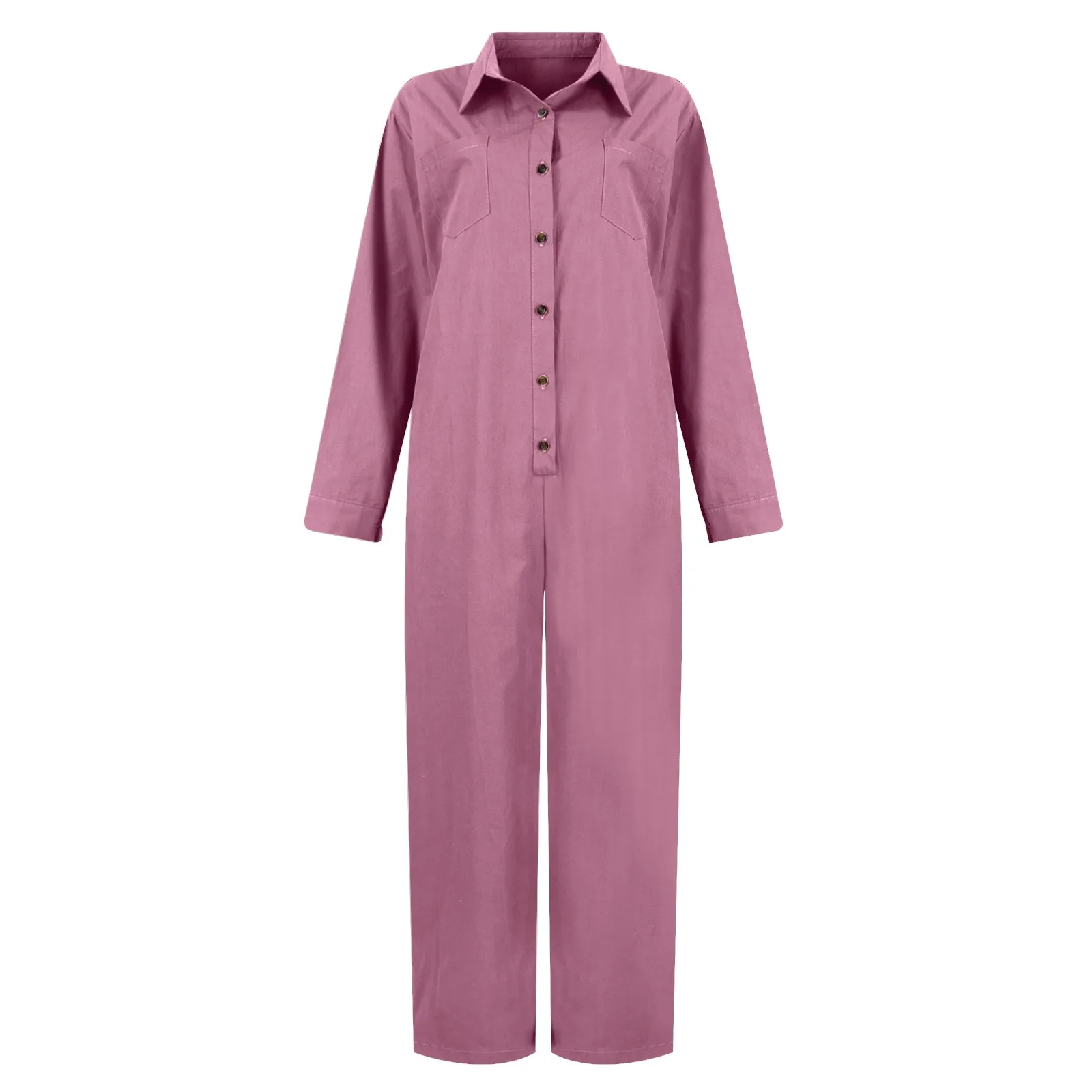 Женский комбинезон с длинным рукавом повседневный однотонный офисный на