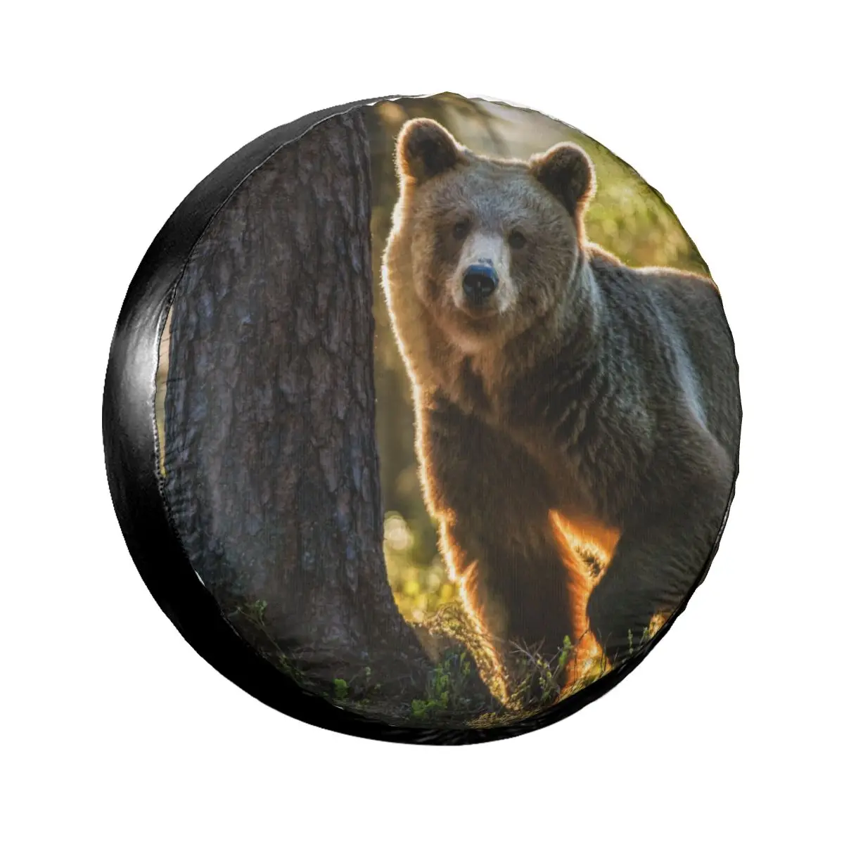 

1PC Car Spare Tire Cover Wild Adult Brown Bear In The Summer Forest Auto Wheel Tire Storage Vehicle Tyre Dust-proof Protector