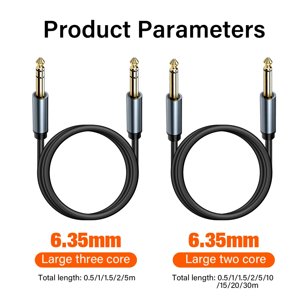 6.5mm To 6.5 mm MonoDual channel stereo Long Cable For Amplifier Mixer Electric Bass Guitar Jack TS TRS 1-30 Meter 6.35mm Cord (art.: 3920cbb1460bc) - 3920cbb1460bc